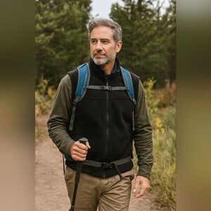 Eddie Bauer Black Fleece Zip Up Vest Men’s S Outdoor Layering Core Warm Pockets